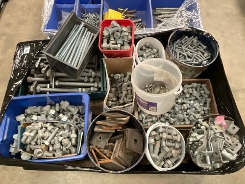 PALLET OF ASSORTED UNUSED BOLTS, NUTS & WASHERS