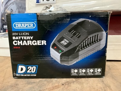 UNUSED DRAPER 20v LI-ION BATTERY CHARGER