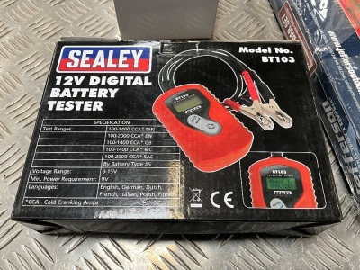 UNUSED SEALEY 12v DIGITAL BATTERY TESTER