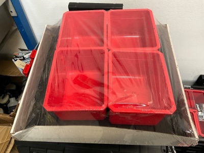 UNUSED 4 PIECE PLASTIC TOTE TRAY SET