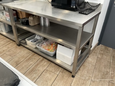 STAINLESS STEEL PREP BENCH WITH 2No. UPSTANDS
