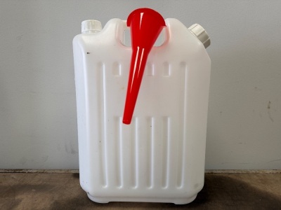 UNUSED 20lt FUEL CAN AND LONG STEM FUNNEL