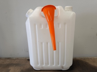 UNUSED 20lt FUEL CAN AND LONG STEM FUNNEL