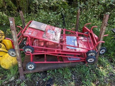 METAL STILLAGE OF APPROX. 10no. METAL DOUBLE FIRE EXTINGUISHER STANDS