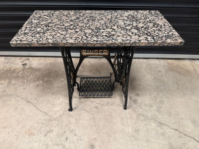 SINGER SEWING MACHINE BASE & GRANITE TOP