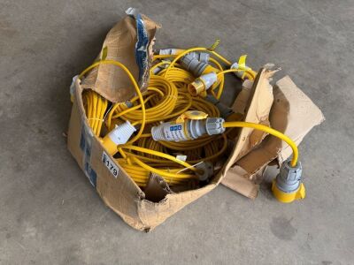 BOX LOT OF ASSORTED 110v LEADS
