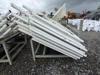 GALVANISED METAL STILLAGE & APPROX. 5No. SOLID METAL TEMPORARY FENCING PANELS - 2
