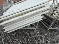 GALVANISED METAL STILLAGE & APPROX. 7No. SOLID METAL TEMPORARY FENCING PANELS - 2