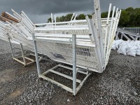 GALVANISED METAL STILLAGE & APPROX. 12No. MESH METAL TEMPORARY FENCING PANELS
