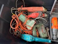 MOBILE PLASTIC STORAGE BOX & CONTENTS OF VARIOUS POWER TOOLS - 4