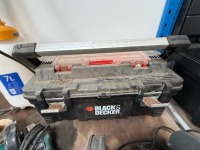 SHELF LOT TO INC. ASSORTED TOOLS, SPRAY BOTTLE, STILSONS, BENCH GRINDER, ETC - 5