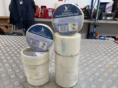 10No. UNUSED ROLLS OF ASSORTED PLASTERBOARD SCRIM TAPE