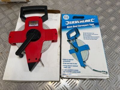 2No. ASSORTED UNUSED 30m MEASURING TAPES