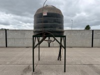 APPROX. 1300LT PLASTIC BEEHIVE OIL TANK & METAL STAND
