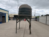APPROX. 1300LT PLASTIC BEEHIVE OIL TANK & METAL STAND - 8