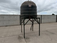 APPROX. 1300LT PLASTIC BEEHIVE OIL TANK & METAL STAND - 27