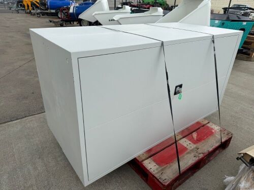 2No. METAL DOUBLE DORR STORAGE CUPBOARDS