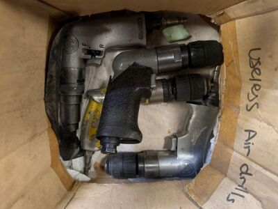 LOT TO INC. ASSORTED AIR TOOLS & 110V SPIDER POWER LEAD