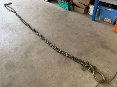APPROX. 10ft 2 LEGGED 3.5 TON LIFTING CHAINS, HOOKS & SHORTNERS