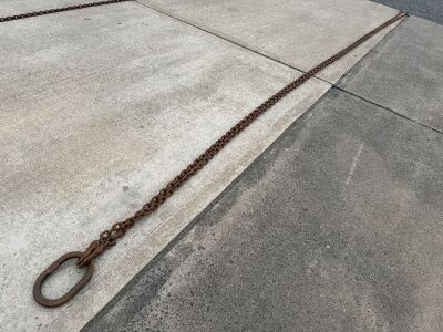 APPROX. 22ft 4.5 TON 2 LEGGED LIFTING CHAINS, HOOKS & SHORTNERS
