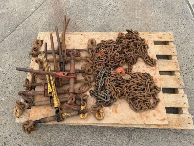 4No. ASSORTED CHAINS & APPROX. 8No. CHAIN TIGHTNERS