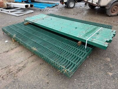 APPROX. 10No. MESH WIRE FENCING PANELS & 11No. POSTS