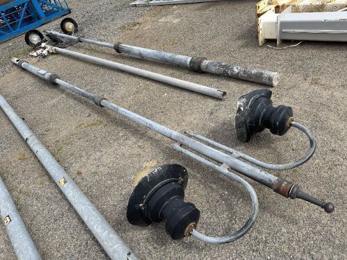 2No. APPROX. 7m LIGHT POLES & 4No. LANTERN STYLE LIGHTS & 1No. CAMERA POLE
