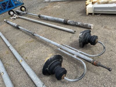 2No. APPROX. 7m LIGHT POLES & 4No. LANTERN STYLE LIGHTS & 1No. CAMERA POLE