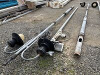 2No. APPROX. 7m LIGHT POLES & 4No. LANTERN STYLE LIGHTS & 1No. CAMERA POLE - 2