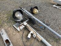2No. APPROX. 7m LIGHT POLES & 4No. LANTERN STYLE LIGHTS & 1No. CAMERA POLE - 5