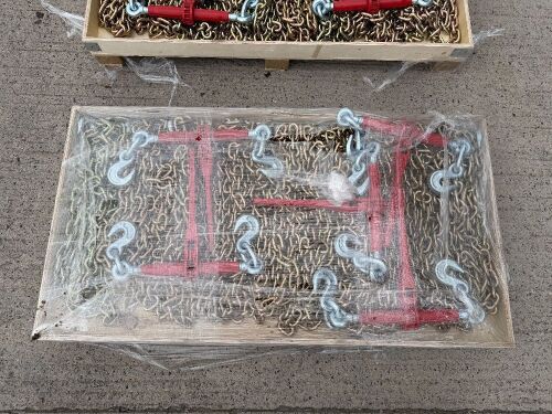WOODEN CRATE TO INC. 5No. UNUSED CHAIN TIGHTNERS & CHAINS