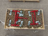 WOODEN CRATE TO INC. 5No. UNUSED CHAIN TIGHTNERS & CHAINS