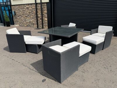 APPROX. 1300mm x 1300mm OUTDOOR RATTAN 4 SEATER GARDEN DINIG SET