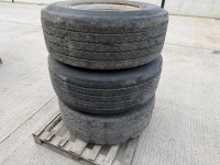 3No. 385/65R22.5 PART WORN TYRES & 10 STUD RIMS