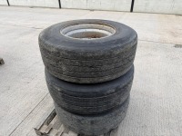3No. 385/65R22.5 PART WORN TYRES & 10 STUD RIMS - 3