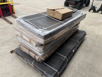 PALLET TO INC. 1No. BI-FOLD DOOR IN CHROME 900MM WIDE, 3No. PIVOT DOORS IN CHROME 900MM WIDE, 2No. SIDE PANEL IN CHROME 800MM WIDE, 1No. 1200MM WETROOM PANEL IN BLACK, 1No. 1400MM SKIDER DOOR IN CHROME, 1No. 900MM SIDE PANEL IN BLACK - 5