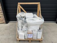 PALLET TO INC. ASSORTMENT OF BATHROOM SUITE TOILETS, CISTERNS, BASINS & PEDESTALS
