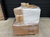 PALLET TO INC. APPROX. 16No. 600MM WIDE TWO HOLE BASINS & 3No. PEDESTALS