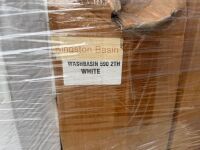 PALLET TO INC. APPROX. 16No. 600MM WIDE TWO HOLE BASINS & 3No. PEDESTALS - 8