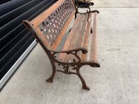 TWO SEATER OUTDOOR WOODEN BENCH WITH CAST IRON SIDES - 4