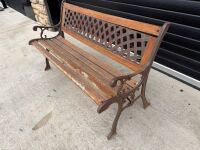 TWO SEATER OUTDOOR WOODEN BENCH WITH CAST IRON SIDES - 5