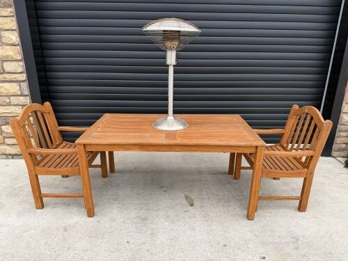 OUTDOOR WOODEN GARDEN TABLE & 2No. SEATS