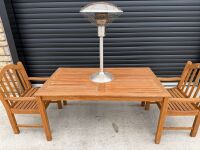 OUTDOOR WOODEN GARDEN TABLE & 2No. SEATS - 2