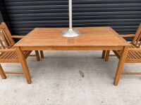 OUTDOOR WOODEN GARDEN TABLE & 2No. SEATS - 3
