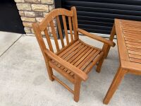 OUTDOOR WOODEN GARDEN TABLE & 2No. SEATS - 4