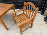 OUTDOOR WOODEN GARDEN TABLE & 2No. SEATS - 5