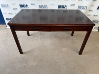 APPROX. 1360mm DARK WOOD VENEER WRITING DESK/CONSOLE TABLE WITH DRAWERS