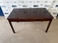 APPROX. 1360mm DARK WOOD VENEER WRITING DESK/CONSOLE TABLE WITH DRAWERS - 3