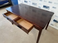 APPROX. 1360mm DARK WOOD VENEER WRITING DESK/CONSOLE TABLE WITH DRAWERS - 5