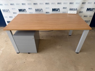 APPROX. 1600mm STRAIGHT DESK & UNDER COUNTER PEDESTAL